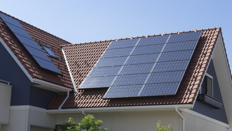 Zonnepanelen op een dak
